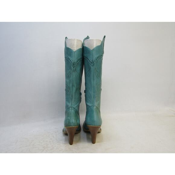 BCBG Womens Size 8 B Turqouise Leather 15" Knee High Fashion Boots - Picture 8 of 12